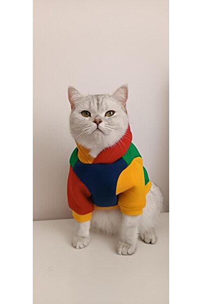 Buddy Store Kedi & Köpek Kıyafeti Elbiseleri Kıyafetleri Sweatshirt Kapşonlu (KAPÜŞONLU) Model Renkli - Xl Beden