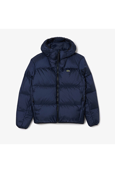 Lacoste Erkek Relaxed Fit Kapüşonlu Lacivert Şişme Mont