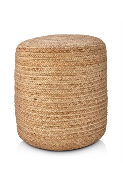 Evistro Dekoratif Yuvarlak Naturel Hasır Jüt Puf 40x40cm