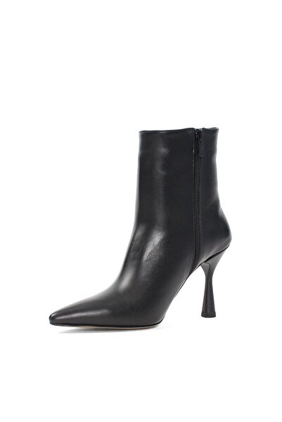 Celal Gültekin Kadın Siyah Fermuarlı İnce Topuklu Deri Bot