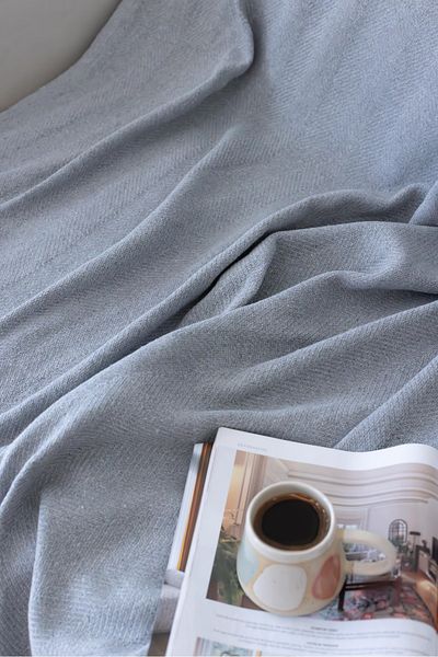 Koza Mix towel Herringbone Patterned Double Sided Sofa Cover-Shawl Gray/Gray 180 X 220 cm