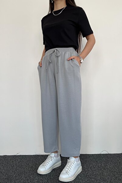 misigo COMFY HAVUÇ KESİM BELİ LASTİKLİ EŞOFMAN ALTI GRİ