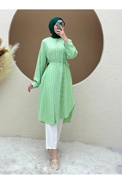 Modamorfo Довга туніка з ґудзиками та шнурівкою - A.Зелена