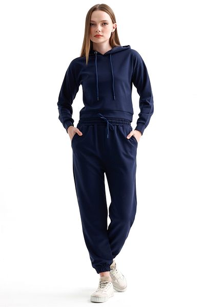 MD trend Modal Hooded Crop φούτερ και ελαστική μέση φούτερ - Γυναικείο σετ δύο τεμαχίων