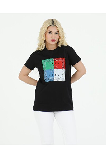 nurneva Şal negru cu model tricou