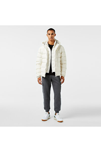Lacoste Erkek Regular Fit Kapüşonlu Beyaz Şişme Mont