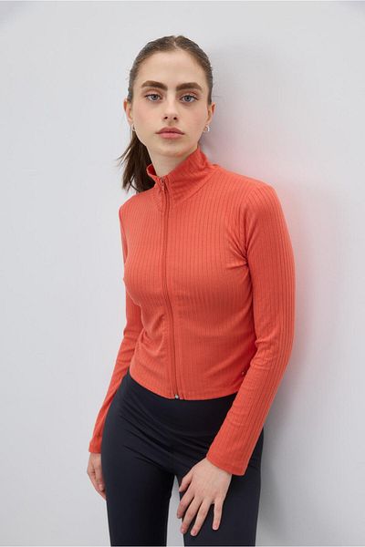 TUBİA Red Crop Cardigan - Pale Half Turtleneck