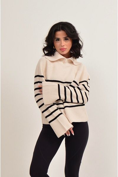 Figo Striped Turtleneck Women's Sweater