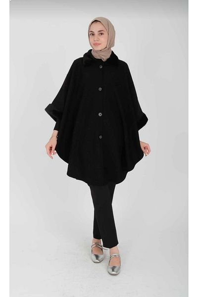 MODA MAÇKA PARK Women's Embroidered Standard Size Pancho