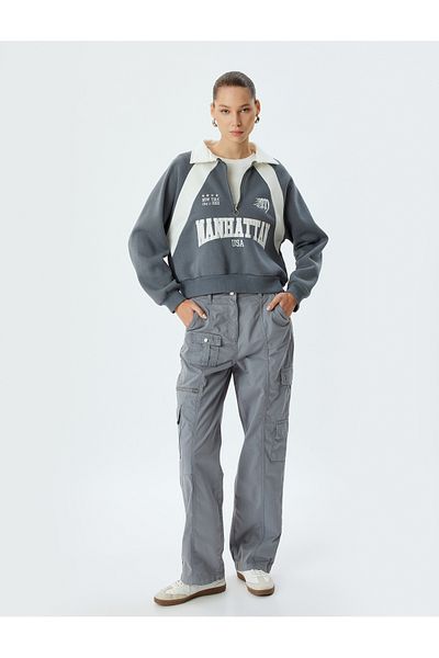 Koton Chino Cargo Pants - Relaxed Fit, Stitching Detail and Buttons