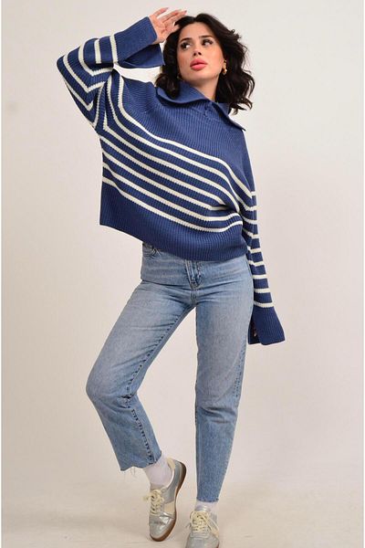 Figo Striped Turtleneck Women's Sweater