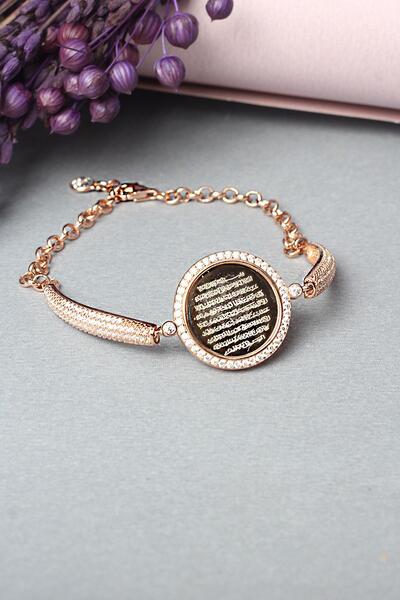 BY BARUN SİLVER Ayetel Kürsi Bileklik 925 Ayar Gümüş Zirkon Taşlı Kelepçe Yuv...