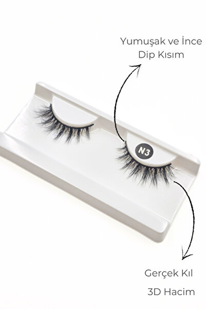 ruby face Doğal Görünümlü Gerçek Kıl Tam Boy İpek Takma Kirpik (1 Çift) - Mink Eyelash No: N3