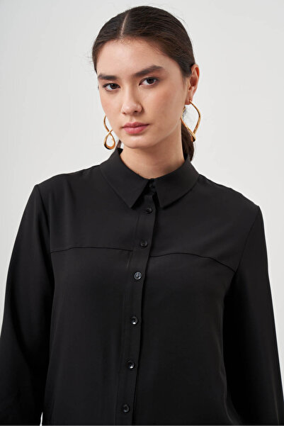 Mizalle Bsc Kesikli Siyah Gömlek