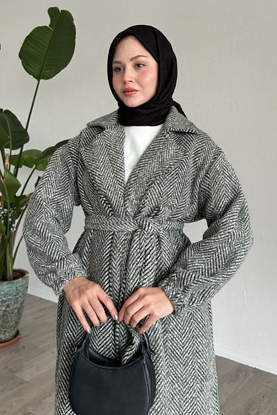 InStyle Herringbone Mint Stamp Coat