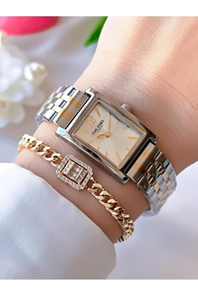 Tom Jones Çelik Kordon Kararma Renk Atma Yapmaz 3 Atm Suya Dayanıklı Kadın Ko...