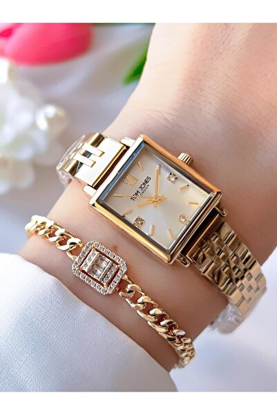 Tom Jones Çelik Kordon Kararma Renk Atma Yapmaz 3 Atm Suya Dayanıklı Kadın Ko...