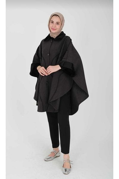 MODA MAÇKA PARK Women's Embroidered Standard Size Pancho