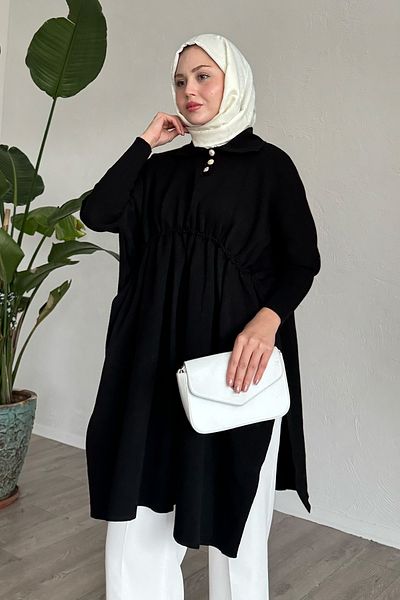 InStyle Μπαλόνι μανίκι μαύρο πόντσο