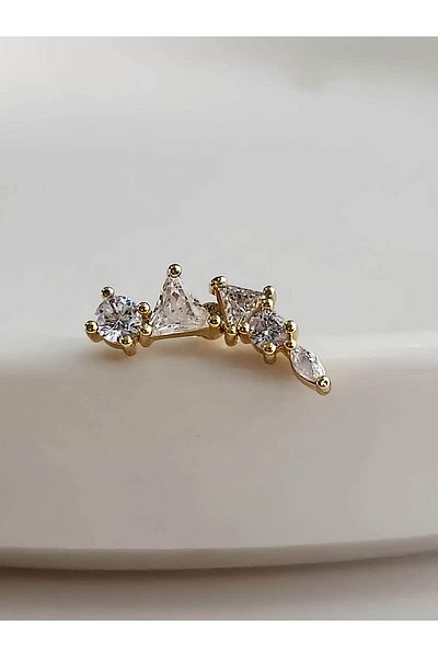 Eva Takı Store Flower Modern Model Cartilage Piercing Tragus Helix Gold Gold Color Earrings
