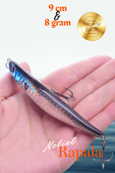 NELİEL 9cm 8gr Minnow, SAHTE Yem, Rapala,Maket Balık, Levrek, Çupra, Kefal, Turna Lüferailesi Jigyem zoka