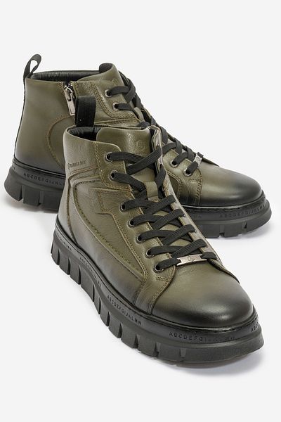 Hammer Jack Ανδρικές μπότες casual με χοντρή σόλα - γνήσιο δέρμα, HJ 24865M KHAKI