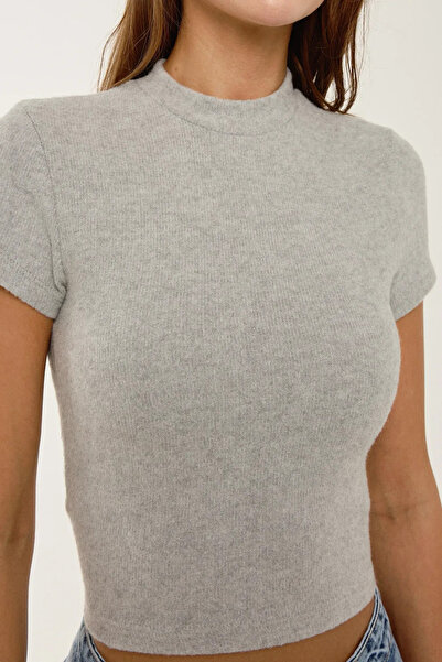 Hiccup Slim Fit Triko Crop Bluz