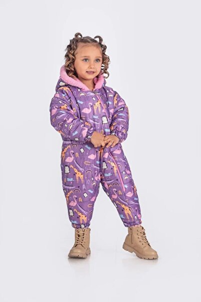 Genel Markalar Kışlık Astronot Kozmonot Tulum Bebek Montu Kapüşonlu Mor