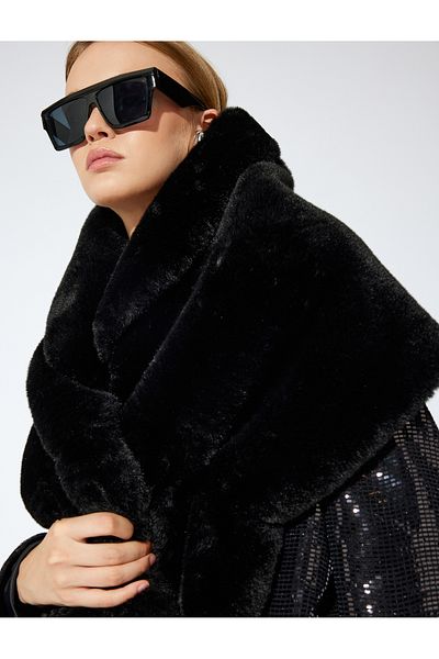 Koton Faux Fur Textured Elastic Scarf