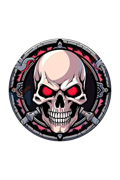 MegaSticker Kırmızı Gözlü Kurukafa Sticker Araba, Motorsiklet, Kask, Laptop, ...
