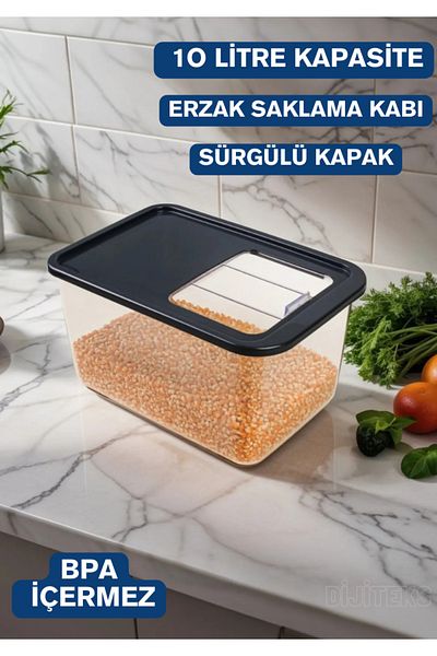 Dijiteks 10-Liter Sliding Sliding Lid Food Storage Container Set Multi-Purpose Refrigerator Organizer