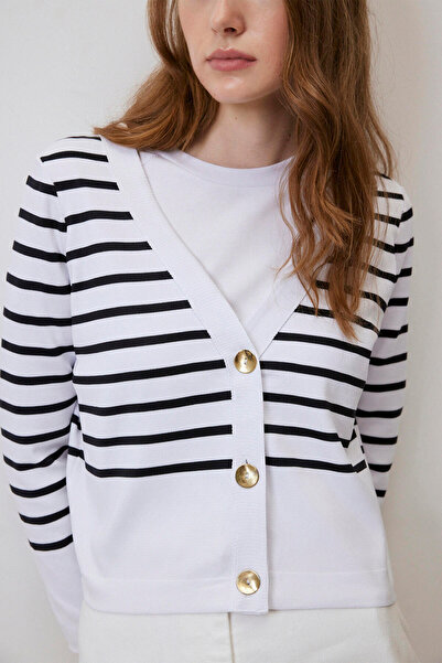 Touché Privé Striped Short Knitting Cardigan