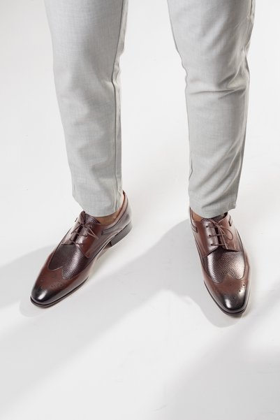 Oskar Osk1001 Men's %100 Genuine Leather Lace-Up Classic Casual Shoes Orthopedic Comfortable Stylish Office Men's Leather Shoes