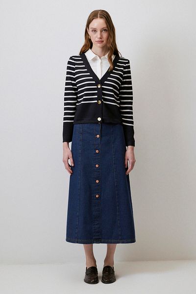 Touché Privé Striped Short Knitting Cardigan