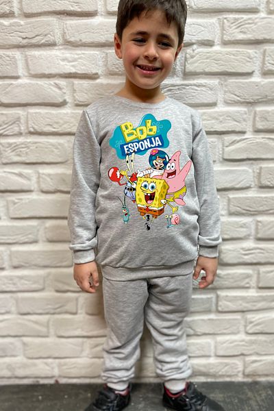 endudu Spongebob Printed 2-Piece Set for Kids - 100% Cotton Kindergarten and Nursery Set
