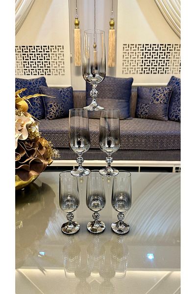 Bohemia 180 Cc Crystal Silver Titanium Coffee Side Glass with Machine Guarantee
