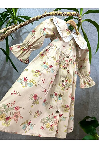 EMZEYN Ahsen Vintage Floral Βαμβακερό Ποπλίνα Κοριτσίστικο Φόρεμα