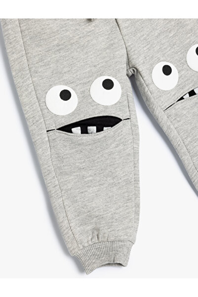 Koton Jogger Eşofman Altı Beli Bağlamalı Canavar Baskılı Pamuklu Şardonlu