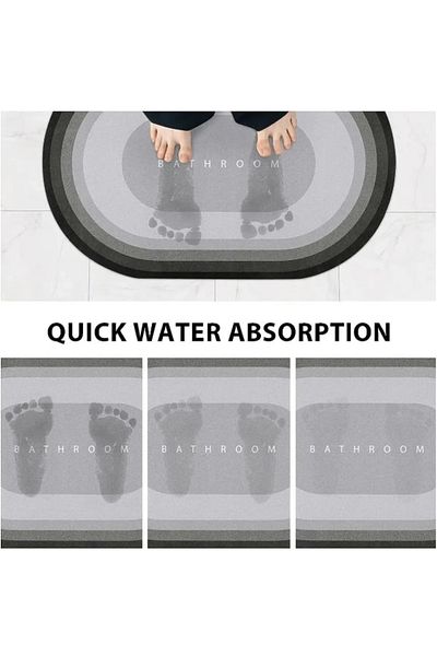 AYGÖREN HOME Gray - Magic Water Absorbent Bath Mat Non-Slip Base Foot Mat 40x60