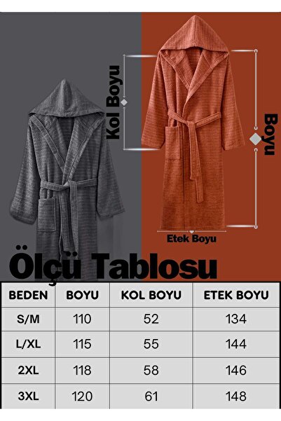 Rebeka Home Collection Μπουρνούζι Nature Anthracite με κουκούλα