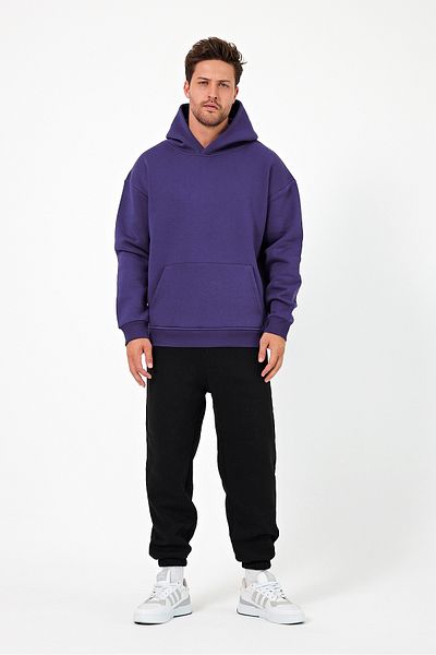 bafatex Лилав мъжки суитшърт с качулка Oversize - 3 прежди