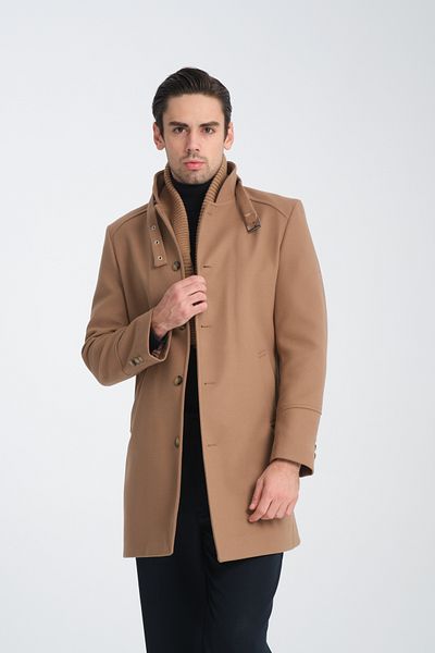 Frappoli Ανδρικό παλτό με κασμίρ - Dobby, Rib Collar, Standard Fit
