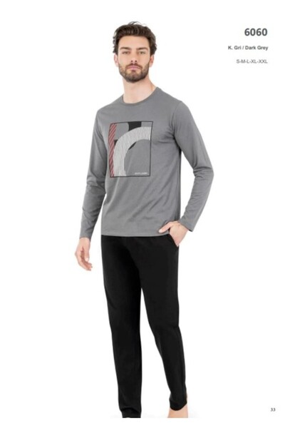 Pierre Cardin Erkek Gri Penye Pijama Takımı THCLVR.60.60.01