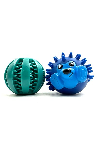 Tasma Market Reward Dog Teeth Scratching Ball with Food Storage Bowl and Hedgehog