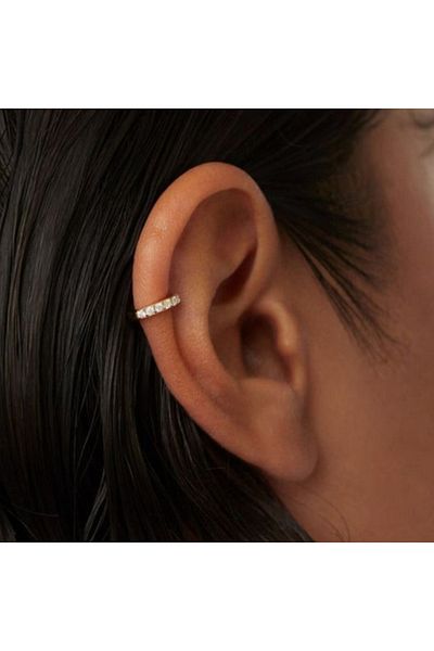 Heppii 6 mm Gold Stone Tragus Piercing - Forward Helix Cartilage
