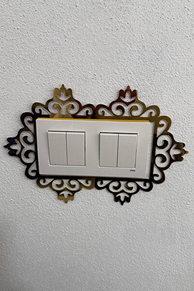 lina hobby Aynalı Pleksi Priz Anahtar Çerçevesi Ikili Prizler Gold Renkli