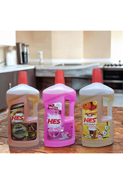 Hes 3LÜ SET: Ahşap ve Laminant Temizleyici , Sıvı Arap Sabunu , Yüzey Temizle...