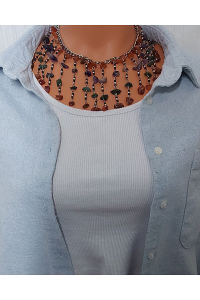 Virgo Amethyst, Agate Stone Necklace