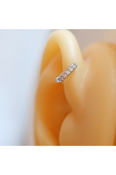 Heppii 6 mm Silver Colored Rhinestone Ring - Piercing Tragus Forward Helix Cartilage