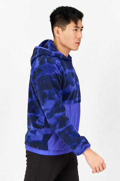 adidas Men Sportswear Fit Brand Logo Camouflage Outdoor Hoodie, Blue